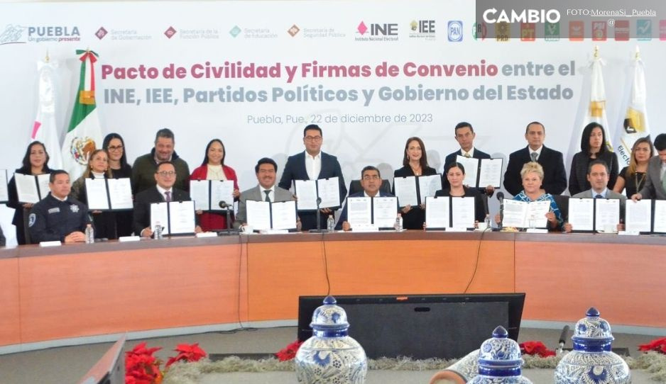 Firman pacto de civilidad entre el INE, IEE, partidos políticos y gobierno del estado ante elecciones del 2024