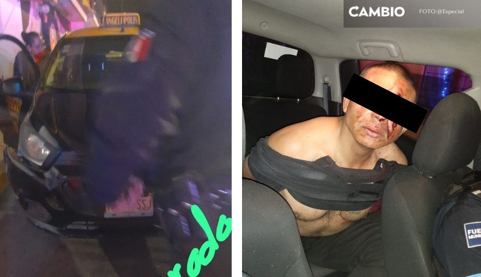 Bandidos roban taxi y chocan al intentar huir en San Felipe Hueyotlipan (VIDEO)