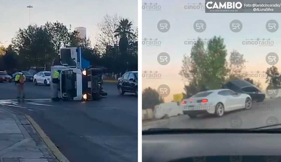 ¡Atención conductor! Volcadura frente al Home Depot de la Atlixcáyotl provoca terrible tráfico (VIDEO)