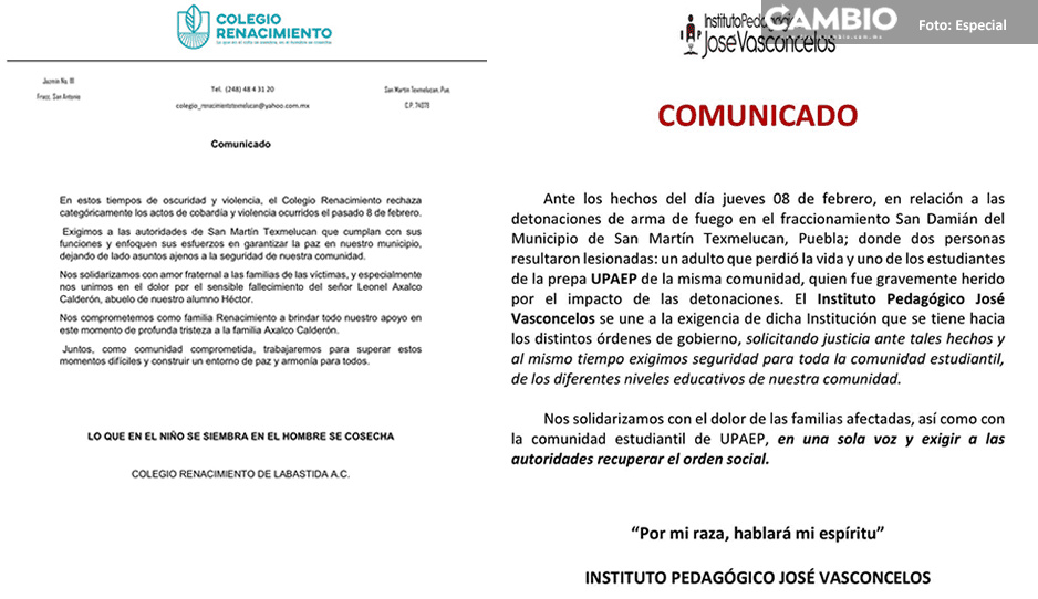 Colegios exigen justicia para estudiante de UPAEP lesionado durante balacera en Texmelucan