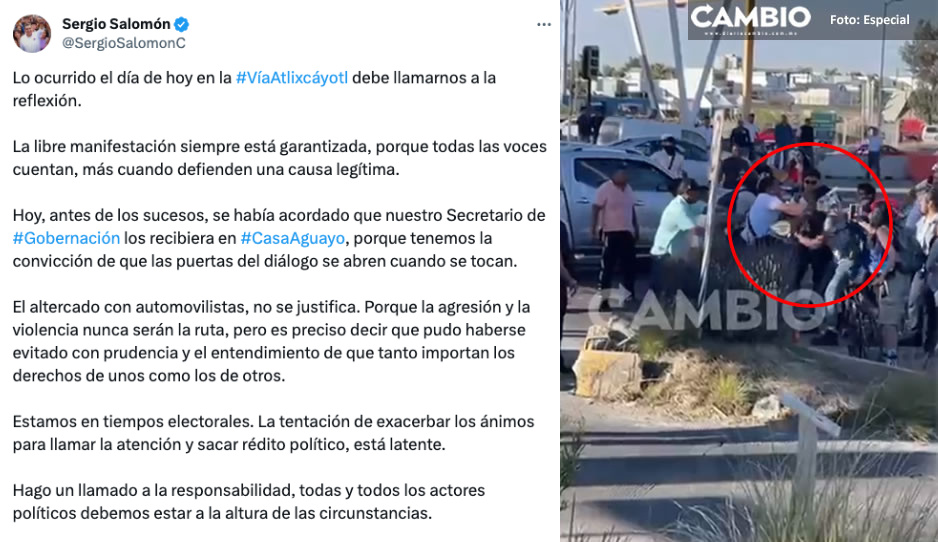 Crítica Sergio Salomón zafarrancho en la Atlixcáyotl: violencia nunca será el camino
