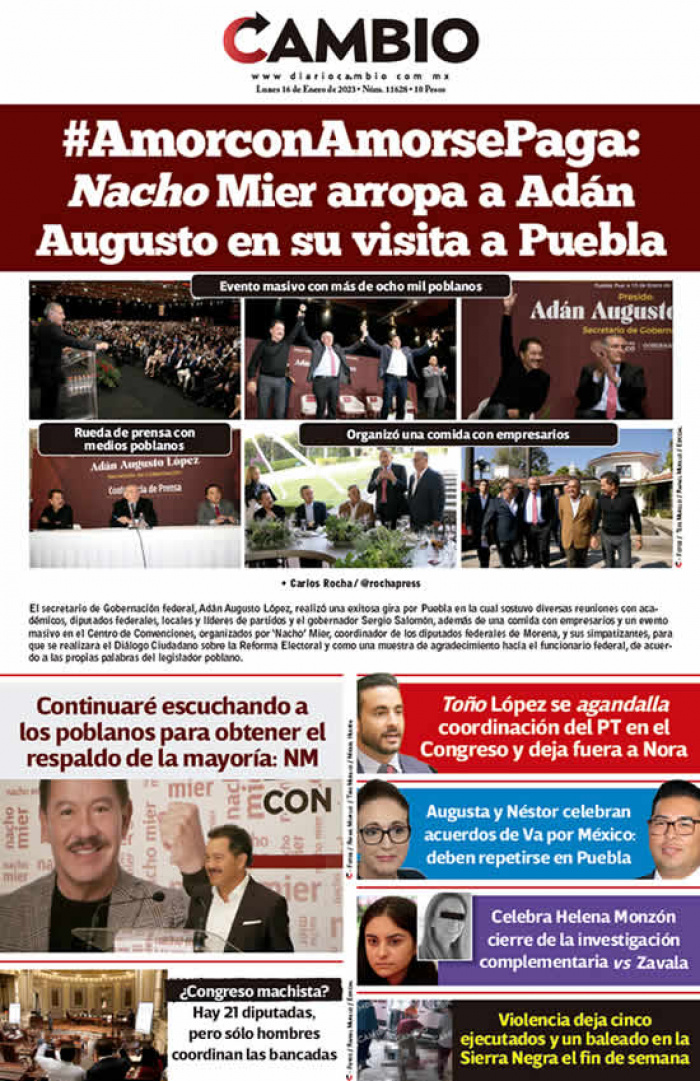 #AmorconAmorsePaga: Nacho Mier arropa a Adán Augusto en su visita a Puebla