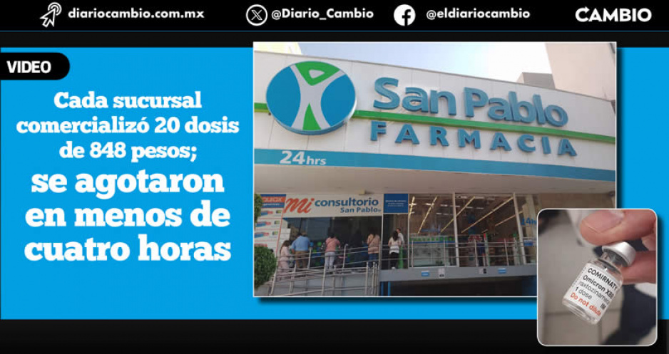 Solo se aplicarán 100 dosis diarias de la vacuna Pfizer en las cinco farmacias San Pablo de Puebla