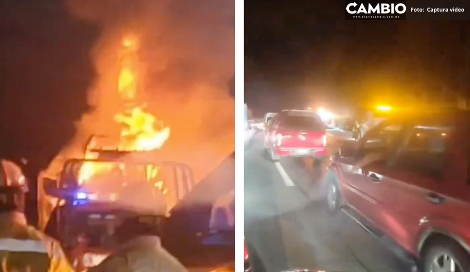 Incendio de tractocamión provoca cierre en la México-Puebla (VIDEO)
