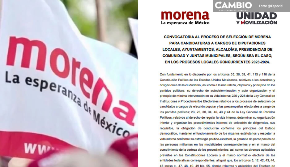 Morena lanza convocatoria para aspirantes a diputados locales y alcaldes en Puebla