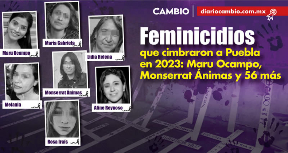 Feminicidios que cimbraron a Puebla en 2023: Maru Ocampo, Monserrat Ánimas y 57 más