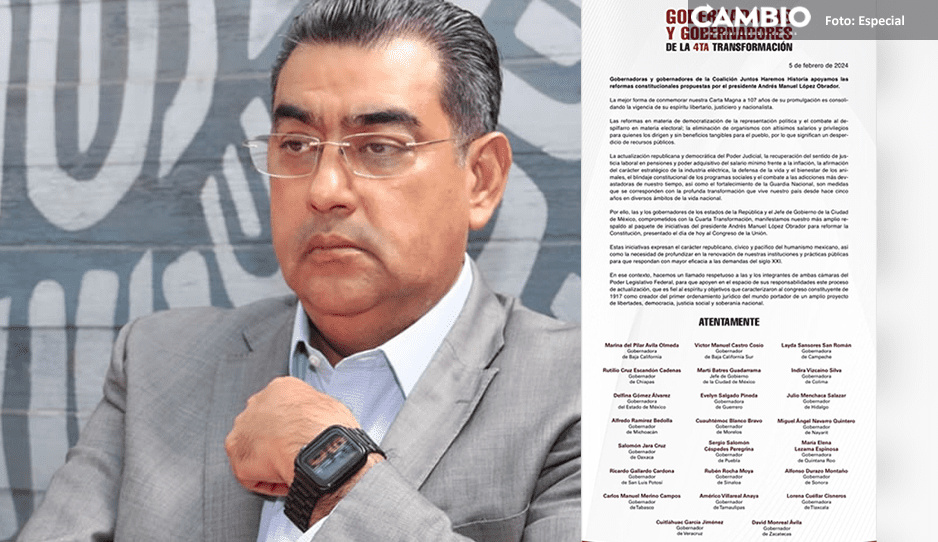Sergio Salomón y gobernadores de Morena respalda paquete de reformas de AMLO
