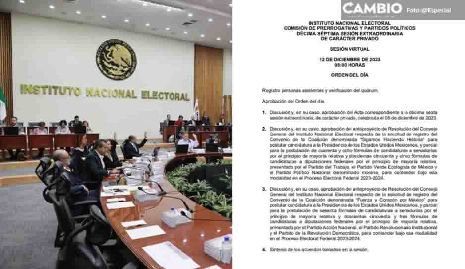Avala INE convenios de coalición Morena-PT-PVEM y del PRIANRD para postular a Sheinbaum y Xóchitl Gálvez