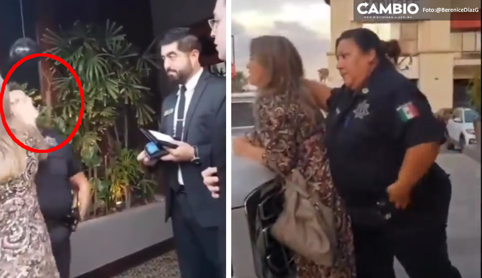 &quot;Lady Cachetada&quot;: Borracha agrede a policía en plaza de Baja California (VIDEO)