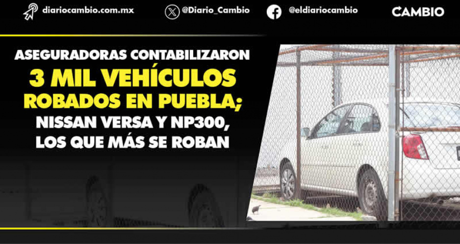 Aseguradoras ubican a Puebla como el cuarto estado con más robo de vehículos