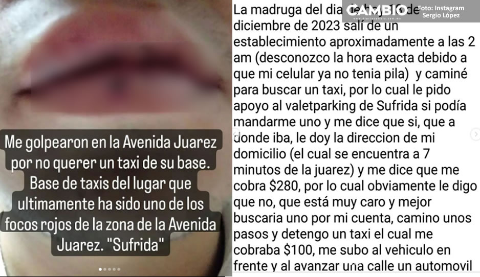 ¡Gandallas! Golpean y amenazan a poblano que se negó a subir a taxi en La Juárez por “caro”