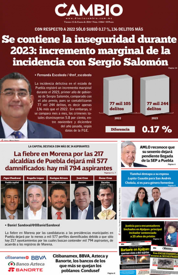 Se contiene la inseguridad durante  2023: incremento marginal de la  incidencia con Sergio Salomón