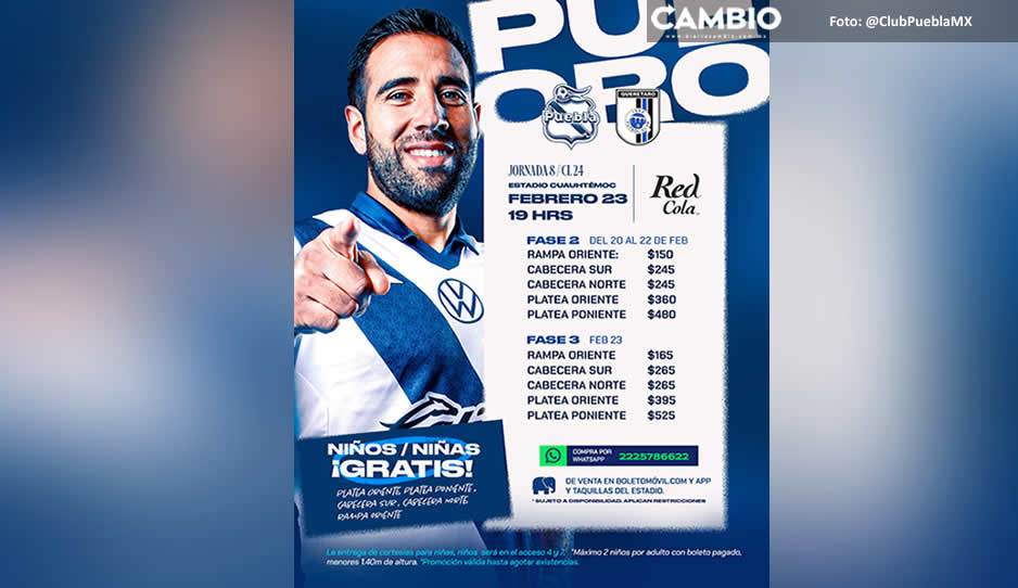 ¡Ve por ellos! Estos son los precios de las entradas para el Club Puebla vs Querétaro