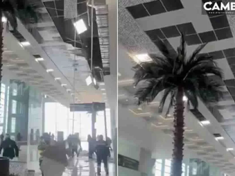 Se desprenden plafones del techo del AIFA; no hay lesionado (VIDEO)