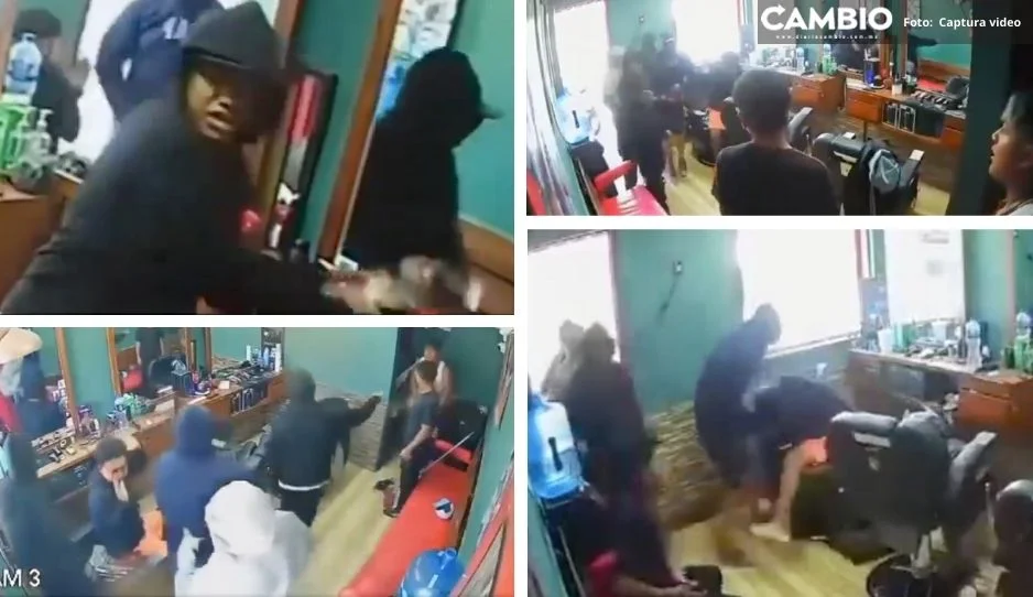 ¡Les cayó la v*rga! Captan en VIDEO violento asalto a barbería de Chimalhuacán