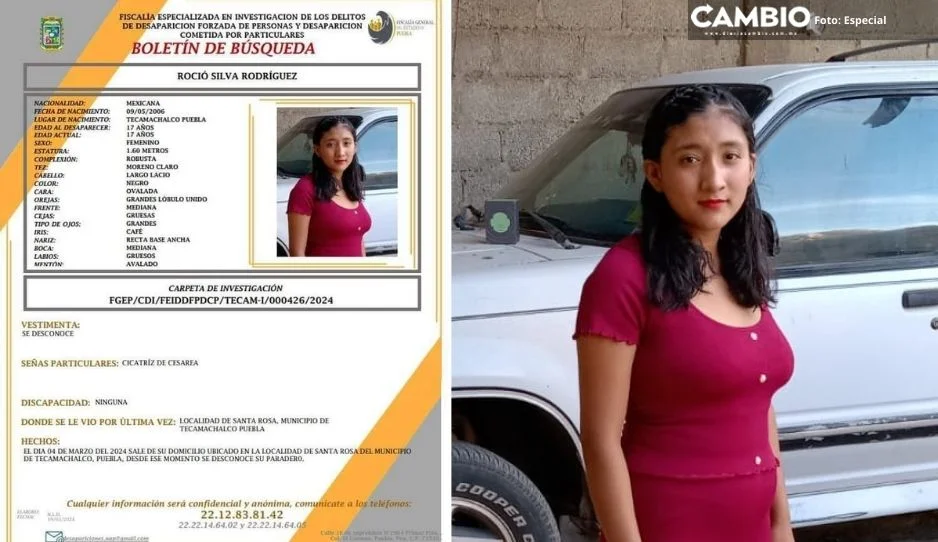 ¡Ayúdala a regresar a casa! Desaparece Rocío Silva Rodríguez de 17 años en Tecamachalco