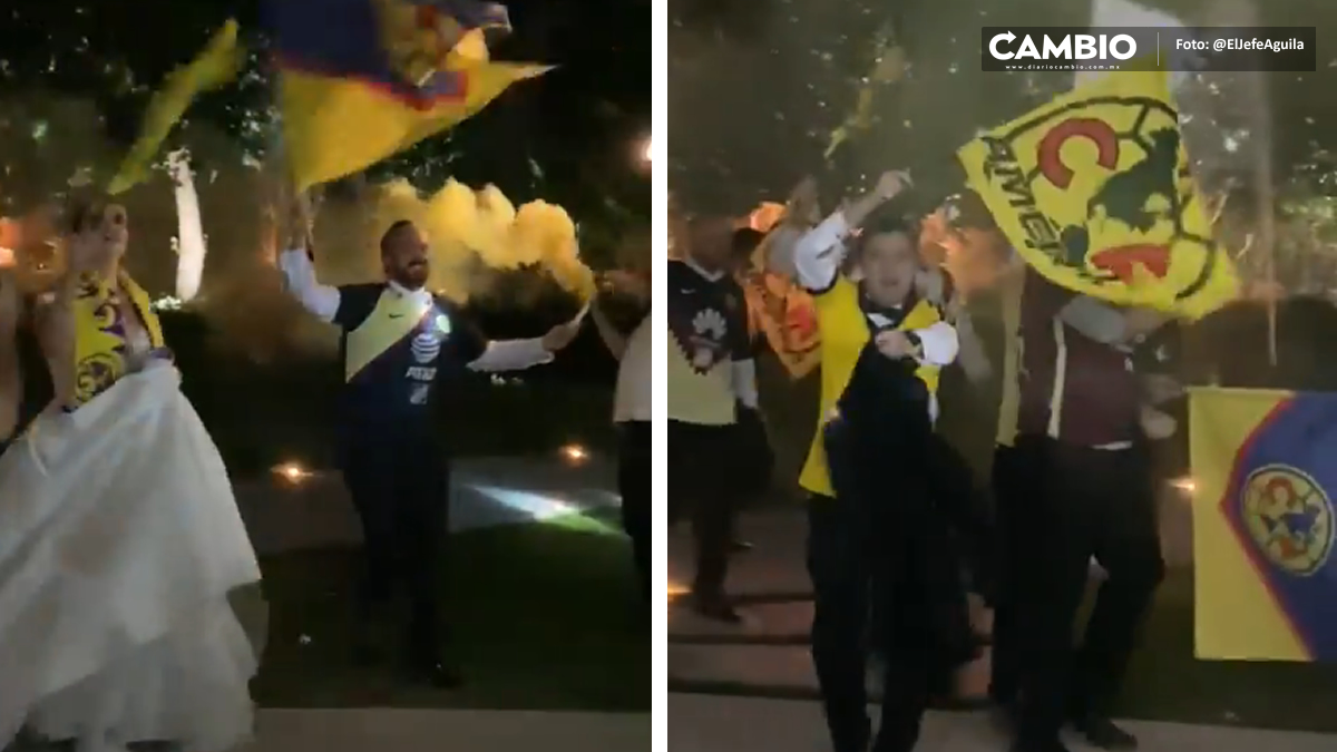 VIDEO:¡El sueño del fifas azulcrema! Boda con temática del Club América prende las redes sociales