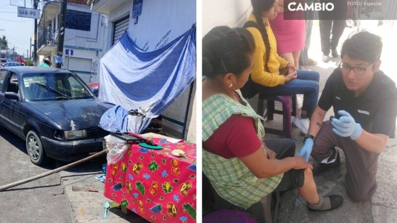 Choque entre autos derriba puesto de memelas dejando una lesionada en Las Cuartillas