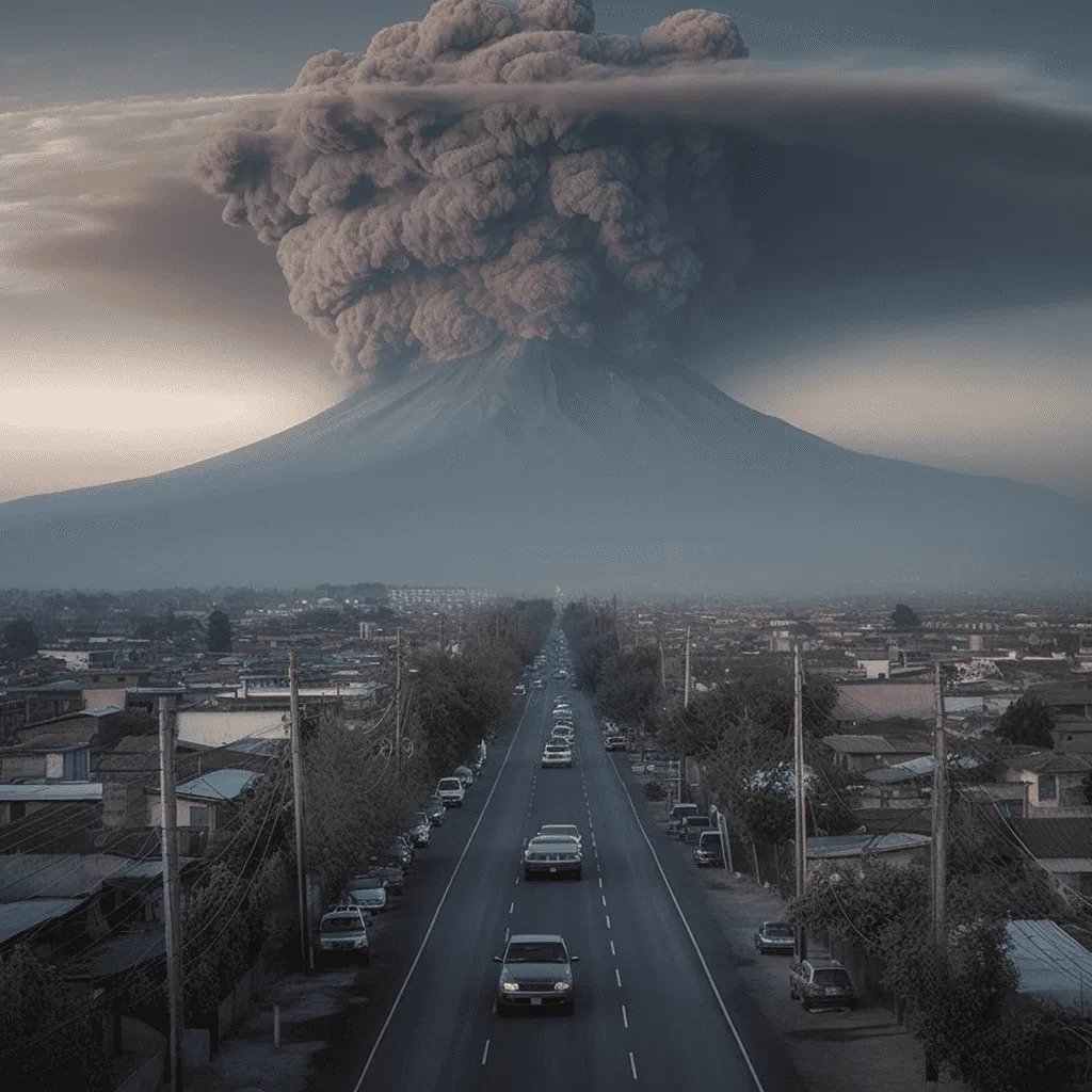 Simulación de IA de Puebla bajo la ceniza del Popocatépetl