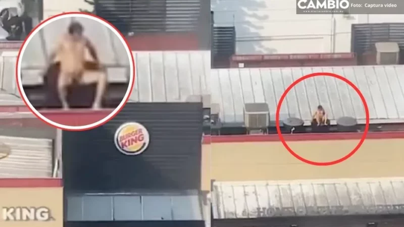 ¡Qué perro asco! Captan en VIDEO a hombre bañándose en un tinaco de Burger King