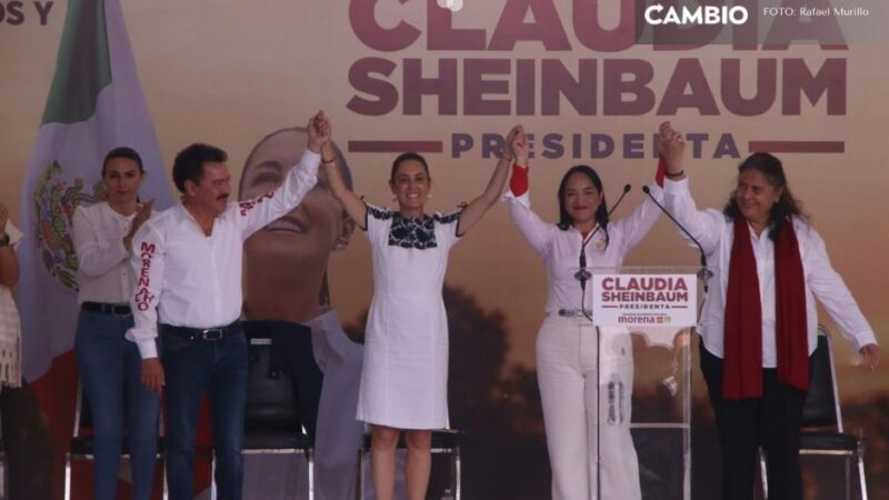 Sheinbaum presenta sus propuestas de campaña en Tehuacán acompañada de Nacho Mier