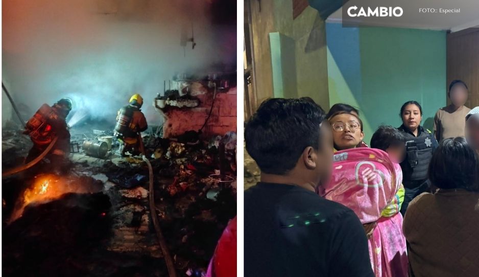 Rescatan a familia de voraz incendio en San Jerónimo Caleras