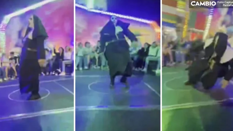 ¿Se encuentra bien? Se cae “La Monja” Mientras bailaba en juego mecánico en Feria de Reynosa (VIDEO)