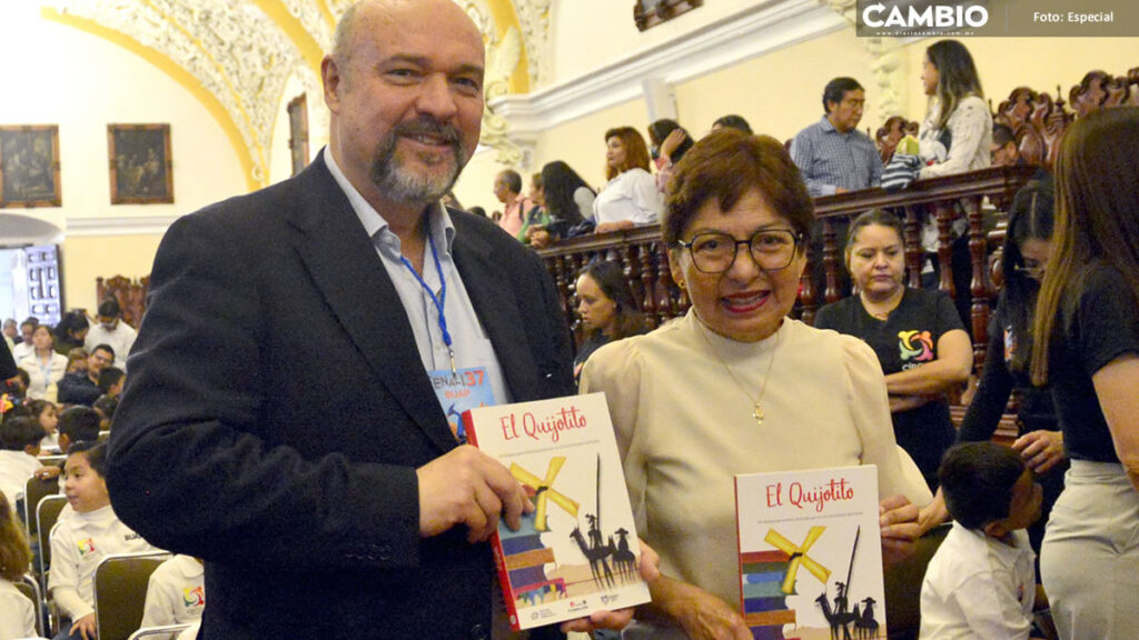 Presenta Lilia Cedillo El Quijotito, libro ilustrado por niños del Círculo Infantil de la BUAP