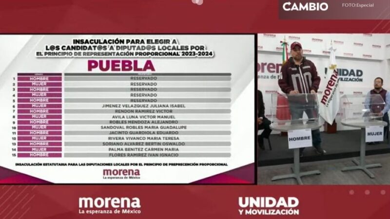 Morena reserva los primeros cinco lugares de la lista plurinominal; Olga Romero y Julio Huerta reservan lugar
