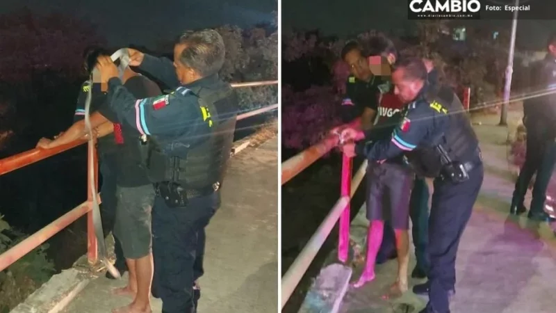 ¡Héroes con placa! Policías evitan que joven se lance de puente en Xochimehuacan
