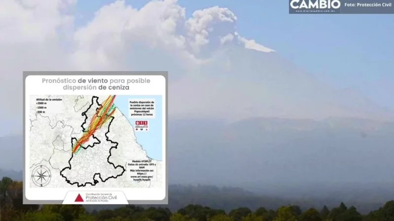 ¡Alerta Angelópolis! Estas son las zonas donde caerá ceniza del Popocatépetl