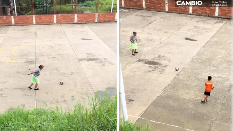 VIDEO: ¡“Maradoña”! Captan a abuelita jugando futbol junto a sus nietos
