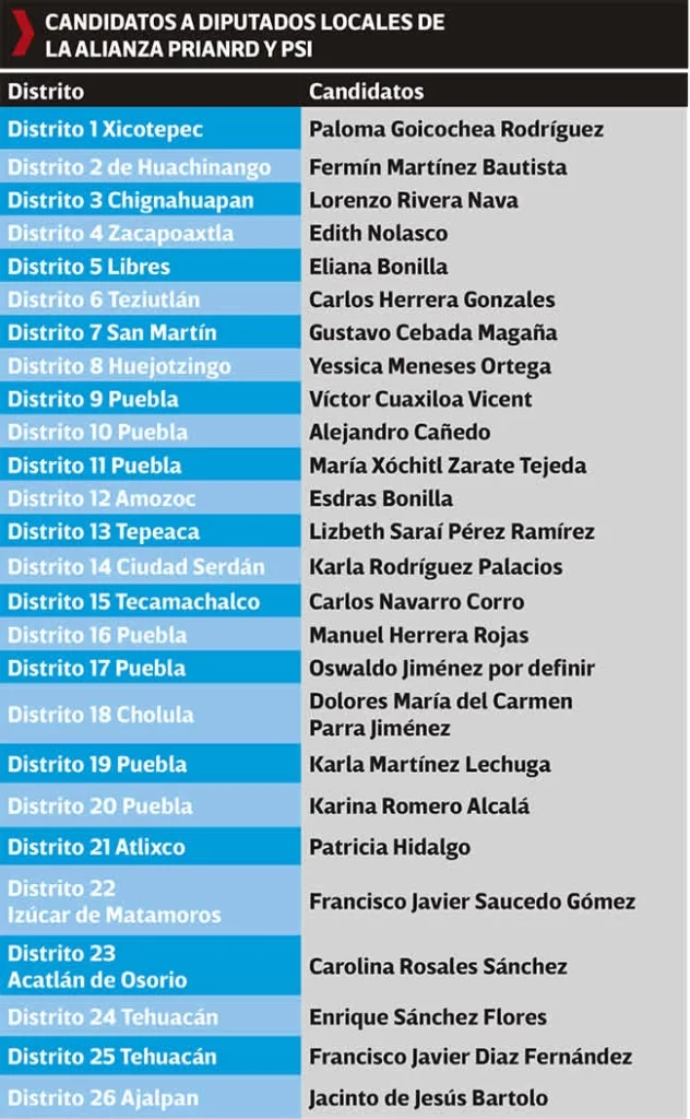 Candidatos a diputados locales de la alianza PRIANRD y PSI