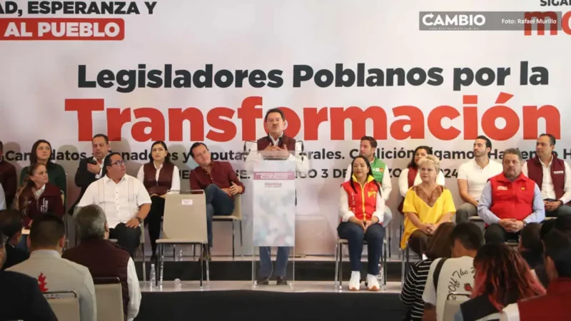 Nacho Mier, Liz Sánchez y los candidatos a las 16 diputaciones federales cierran filas en Puebla