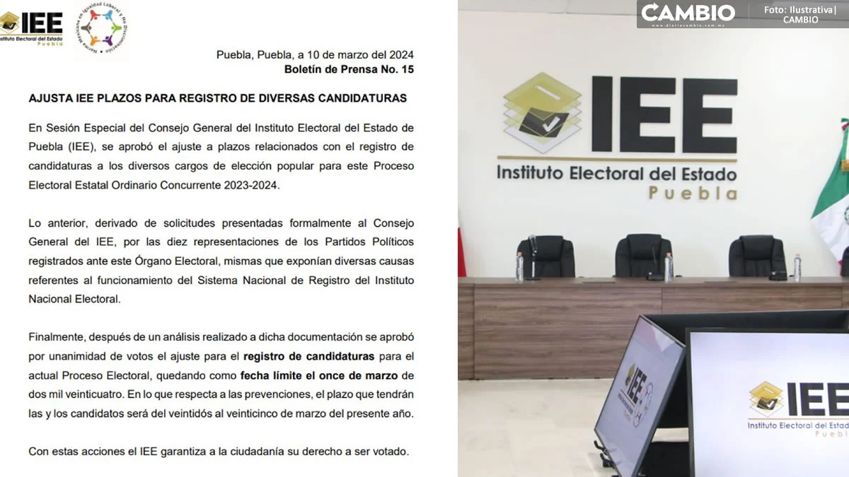 IEE aplaza 24 horas inscripción de aspirantes a diputados y alcaldes