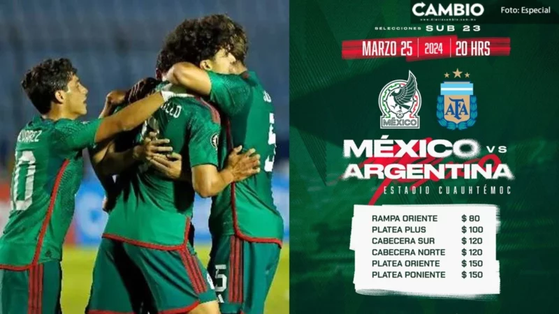 Boletos desde los 80 pesos para el encuentro de México vs Argentina Sub 23