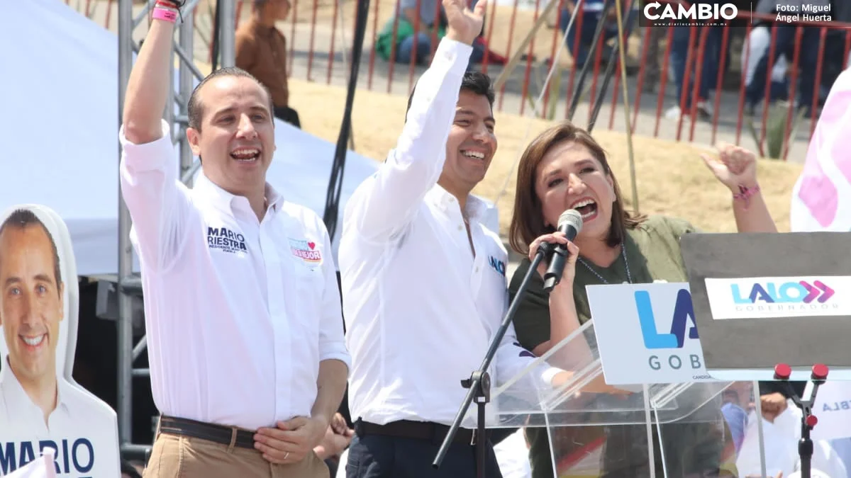 Xóchitl Gálvez aprovecha evento de Lalo y Riestra para prometer frenar el huachicol en Puebla (VIDEO)