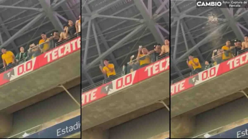 Sí existe el agua de riñón: captan a aficionado de Tigres aventando “cerveza” en el estadio (VIDEO)