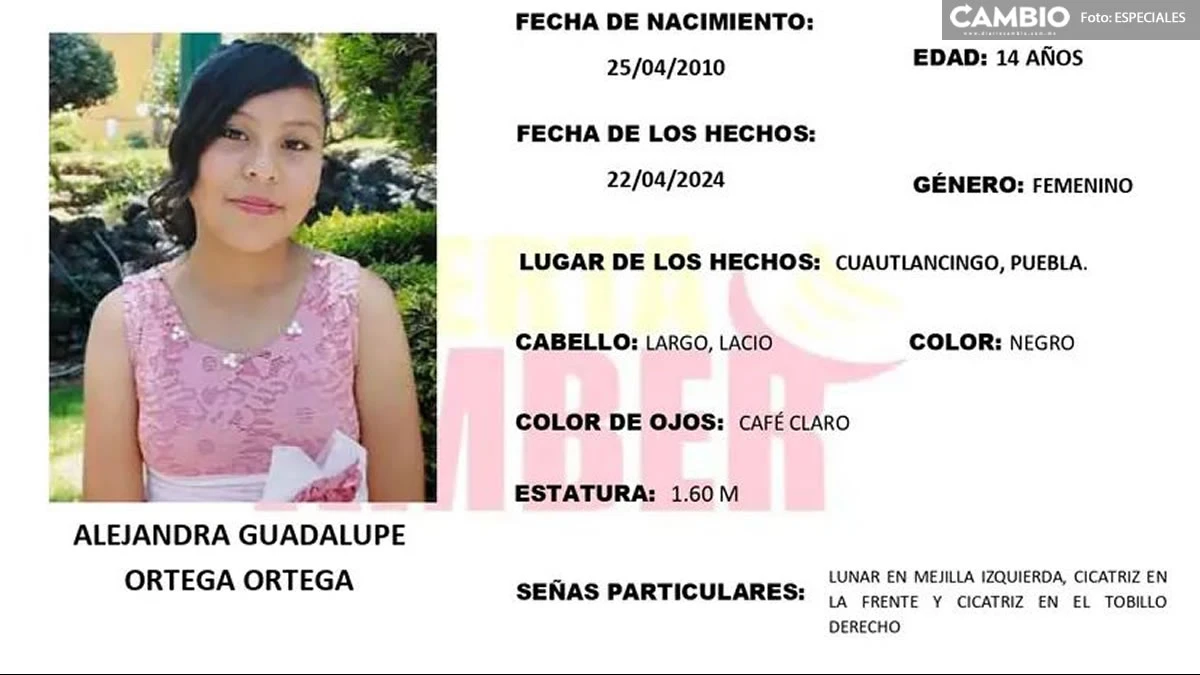 Alejandra Ortega de 14 años desapareció en Cuautlancingo ¡Ayuda a localizarla!