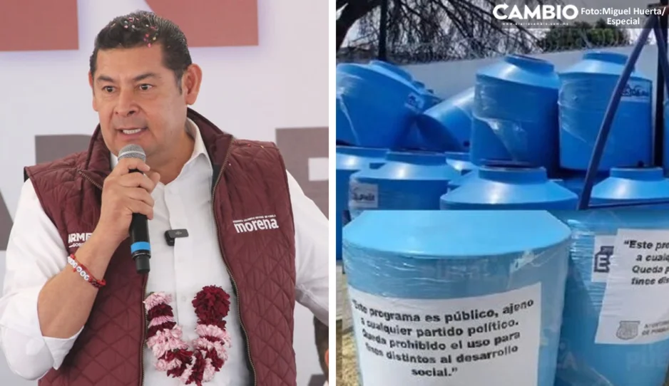 Crítica Armenta la entrega de tinacos azules en Canoa:“No les vamos a traer tinacos guindas” (VIDEO)