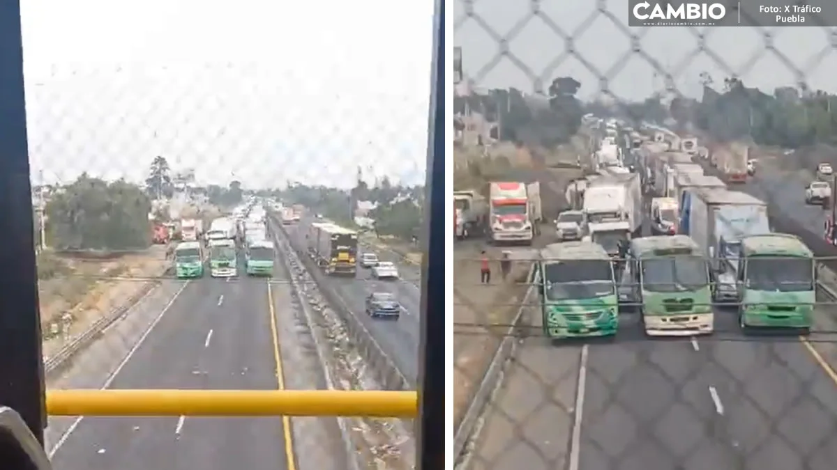¡Ni pasó una hora! Ahora grupo de autobuses bloquea la México-Puebla (VIDEO)
