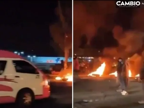 Activistas opositores al relleno intermunicipal bloquean con quema de llantas la federal a Huejotzingo (VIDEO)