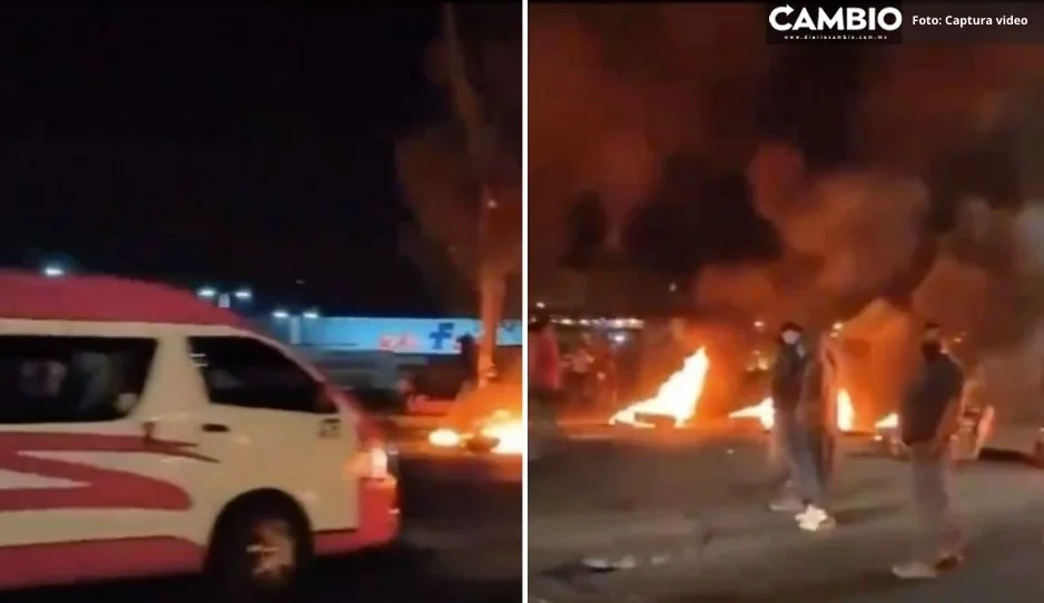 Activistas opositores al relleno intermunicipal bloquean con quema de llantas la federal a Huejotzingo (VIDEO)