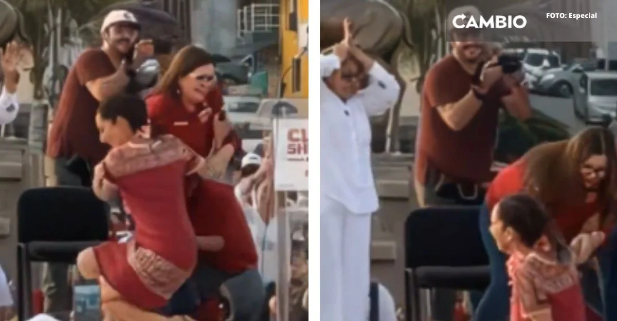 VIDEO: Sheinbaum sufre caída al bailar en su visita de campaña a Sinaloa