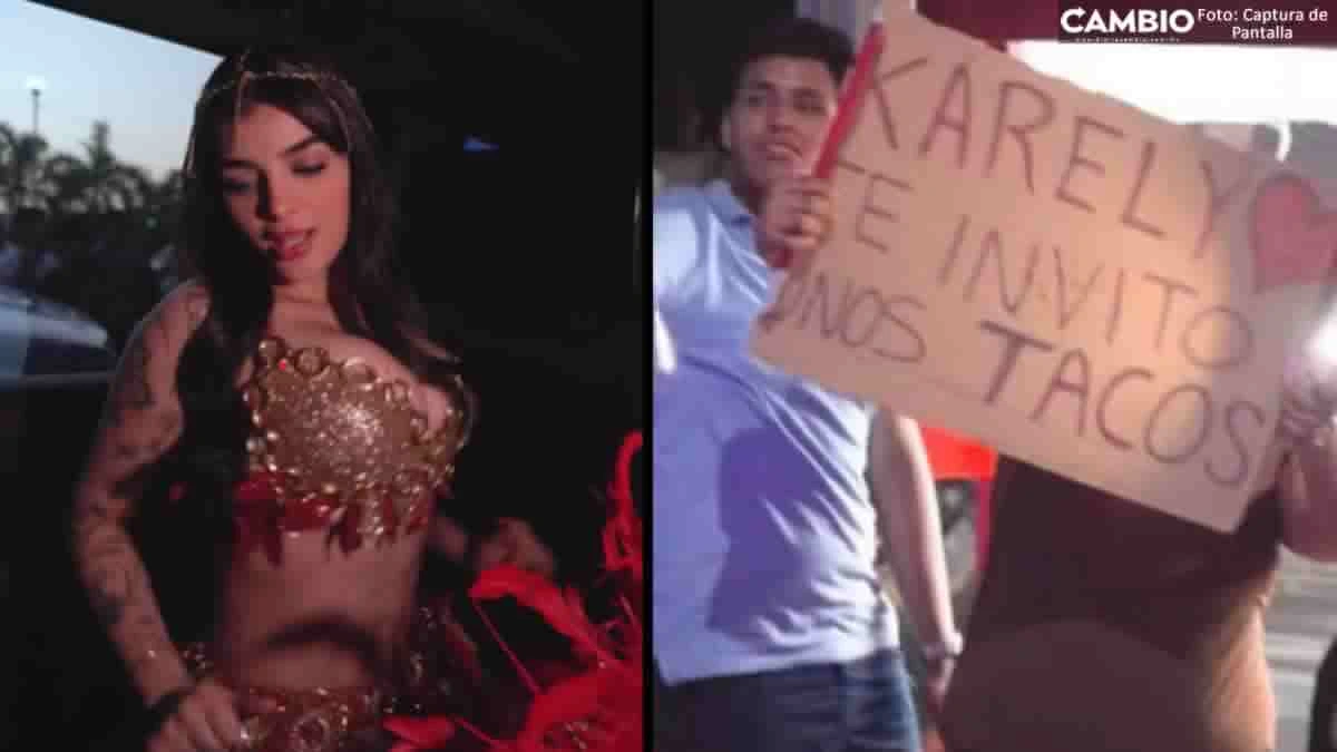 Karely Ruiz causa furor en el Carnaval de Tihuatlán: hasta a los tacos la invitaron (VIDEO)