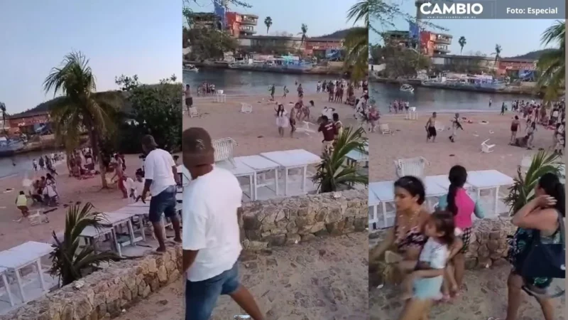 ¡Se dan hasta con la silla! Turistas y vendedores arman ring en playa de Caleta (VIDEO)