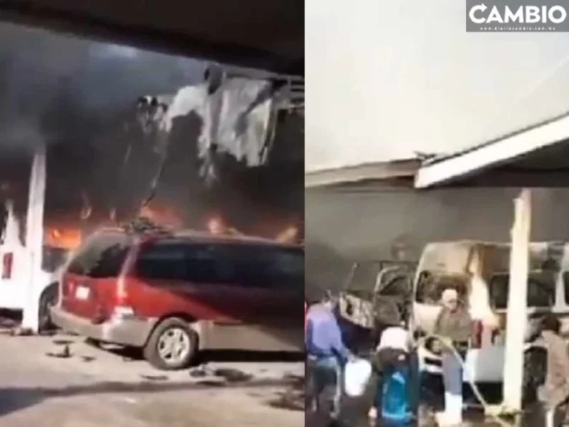 Incendio al interior de un domicilio consume seis vehículos en Santa Ana Xalmimilulco (VIDEO)