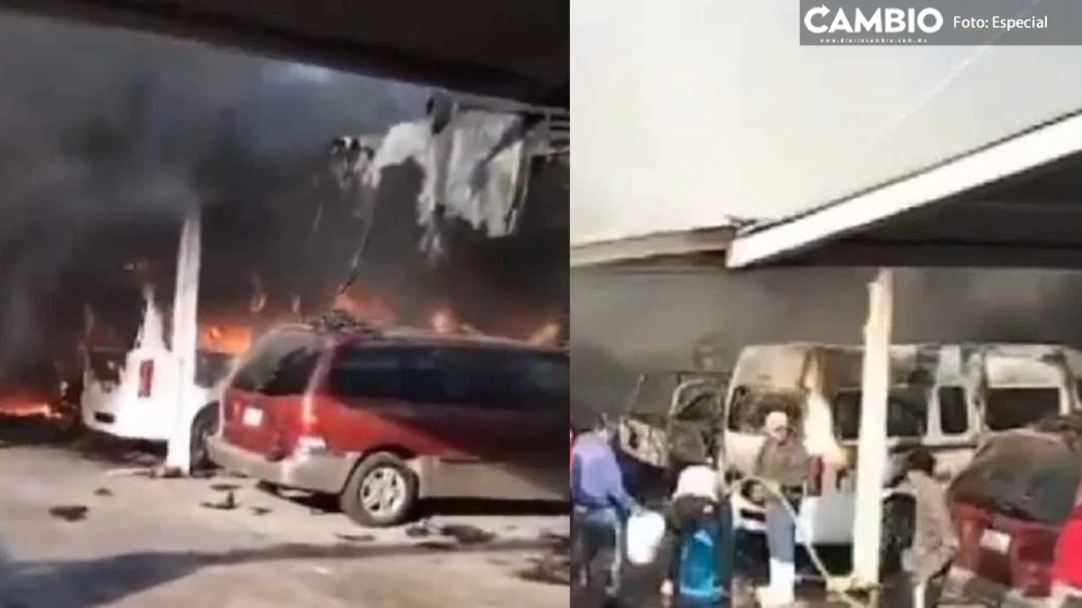 Incendio al interior de un domicilio consume seis vehículos en Santa Ana Xalmimilulco