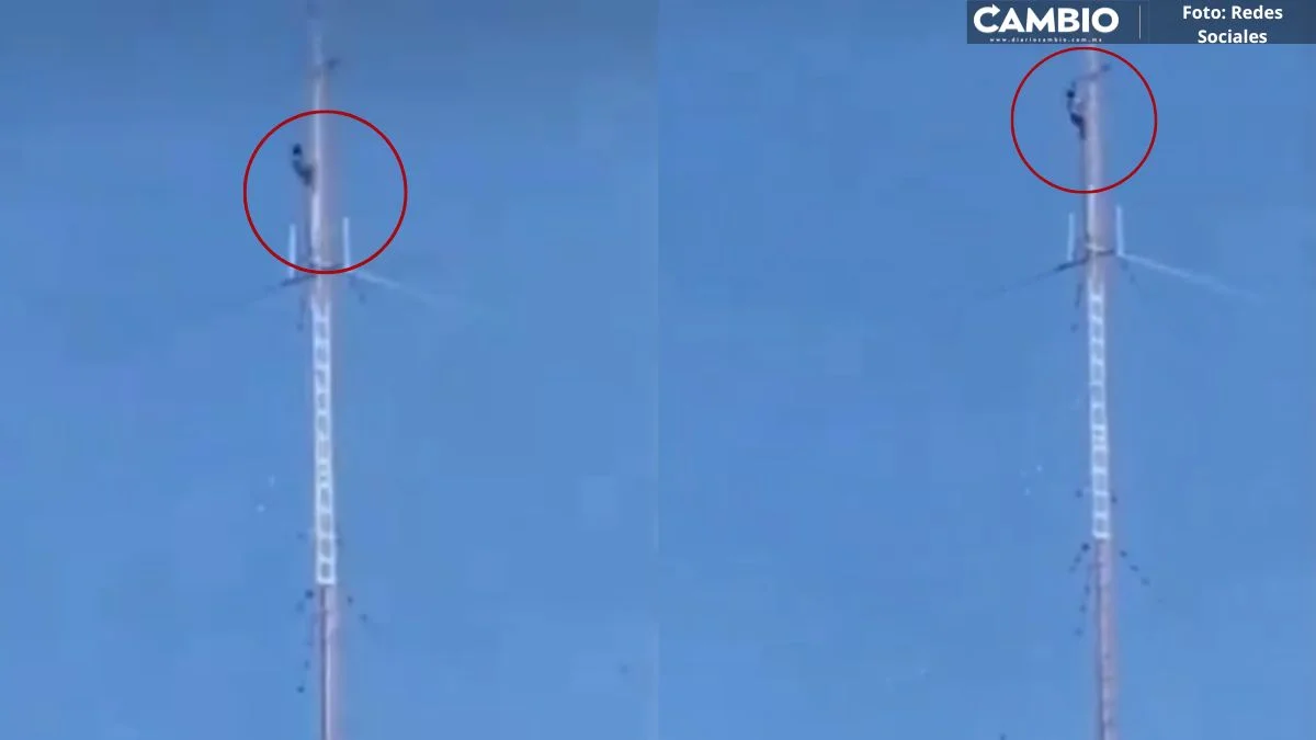 VODEO: Bajo los influjos de sustancias, hombre sube a antena en Tlaxcala y se lanza al vacío
