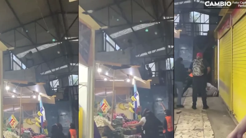 ¡Se creyó luchador! Borracho se avienta en el mercado Domingo Arenas (VIDEO)